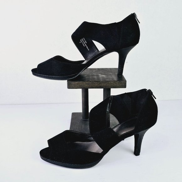 Coach And Four Drina Women's Black D'Orsay Strap Zipper Back Heels Sz 10 - Picture 2 of 9